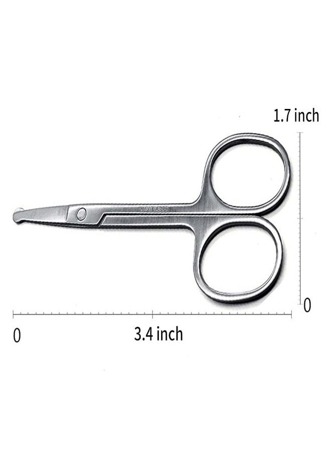 Doberyl Stainless Steel Small Scissors for Eyebrows & Eyelashes, for Beard Trimming & Moustache, Baby Nose & Facial Hair Scissors. (Combo of Curved & Round tip) - Image 2