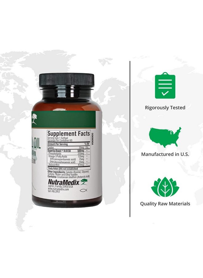 نيوتراميديكس - زيت الكريل القطبي الجنوبي من NutraMedix 500 مجم - مكمل زيت السمك - أحماض أوميغا 3 (EPA وDHA) + أستازانتين - مكمل زيت الكريل الأحمر لدعم صحة المفاصل والجهاز المناعي والقلب والكبد والدماغ (60 كبسولة هلامية) - Image 1