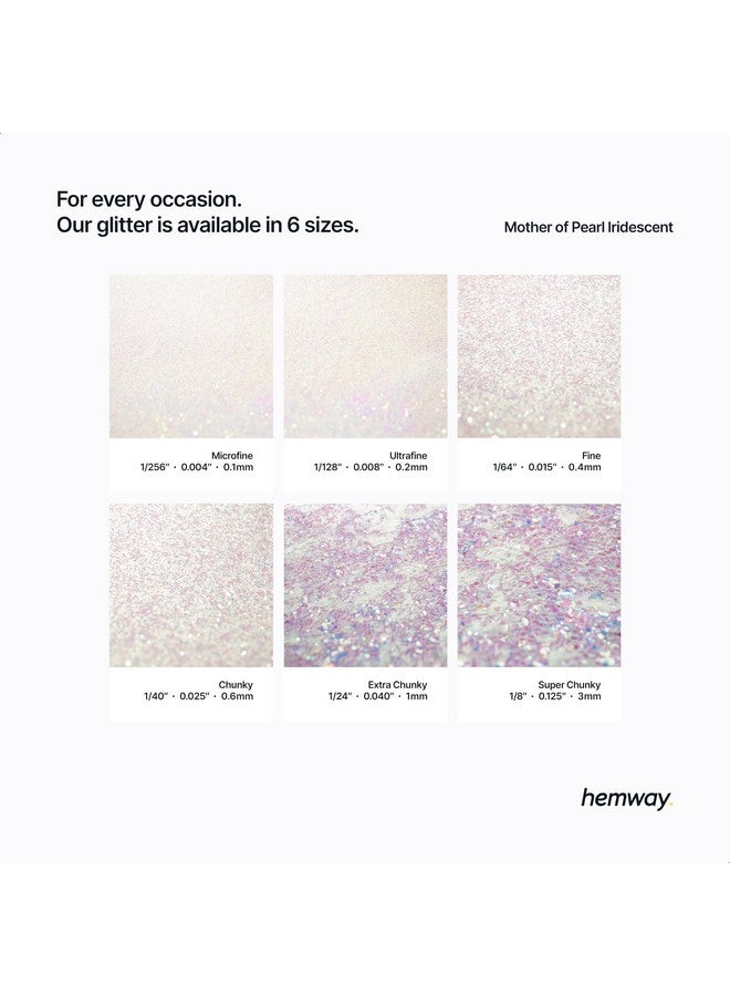 هيمواي رقائق معدنية متعددة الأغراض من Hemway Premium Ultra Sparkle Glitter للحرف اليدوية والأظافر ومستحضرات التجميل والمهرجانات الراتنجية والوجه والشعر - عرق اللؤلؤ قزحي الألوان - فائق النعومة (1/128 بوصة 0.008 بوصة 0.2 مم) 100 جرام / 3.5 أونصة  - Image 3