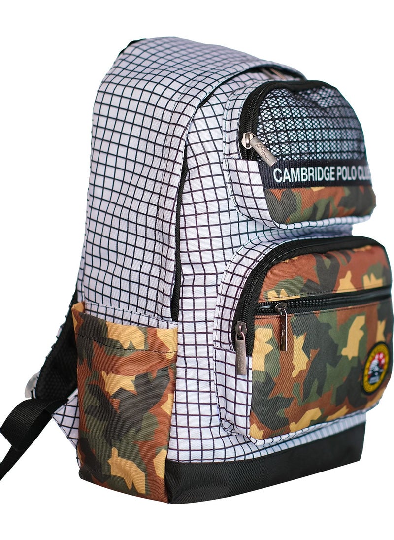 Cambridge Polo Club - Camouflage Three Front Pocket Backpack - Image 1