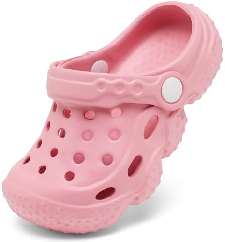 ChayChax Kid's Garden Clogs Cute Slides Sandals Toddlers Beach Pool Shower Shoes with Non-Slip Sole,Little Kid 11,Pink A - Image 1