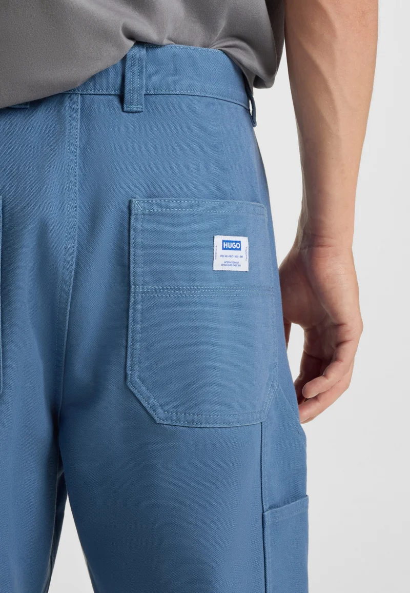 HUGO Tapered-fit trousers in cotton canvas