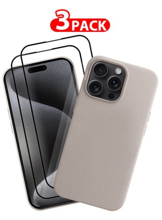 3 Packs For iPhone 15 Pro Leather Case and 2 Screen Protectors Compatible with Magsafe Anti-Scratch Leather Case Shockproof Drop Proof Protective Slim Case Titanium - pzsku/Z855112A763EF1FEABF1AZ/45/_/1710589285/16d4454d-8264-404a-8b06-2c5a918fd096