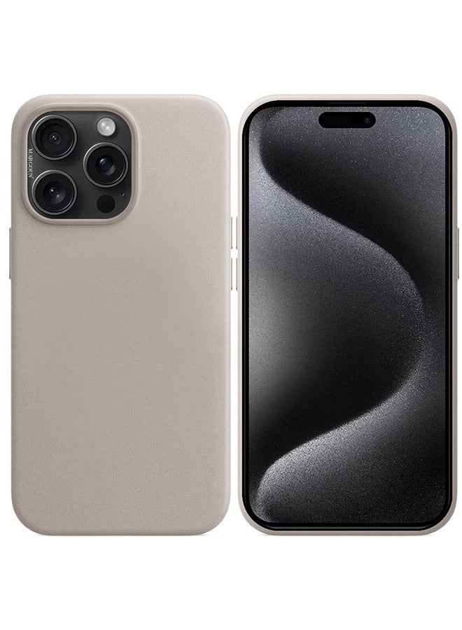 3 Packs For iPhone 15 Pro Leather Case and 2 Screen Protectors Compatible with Magsafe Anti-Scratch Leather Case Shockproof Drop Proof Protective Slim Case Titanium