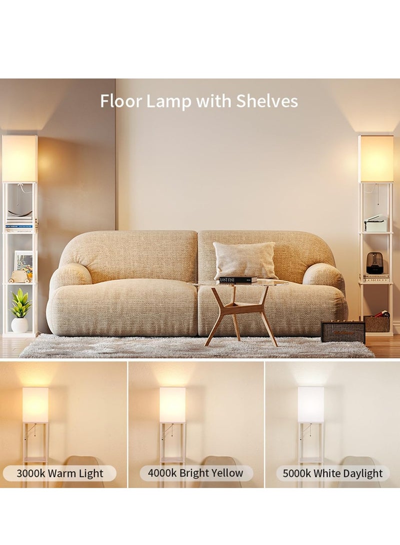 RATSAW Floor Lamp with Shelves Shelf Floor Lamp Floor Lamps for Living Room with White Wood Shelf Multicolor 63 inch  - Image 2