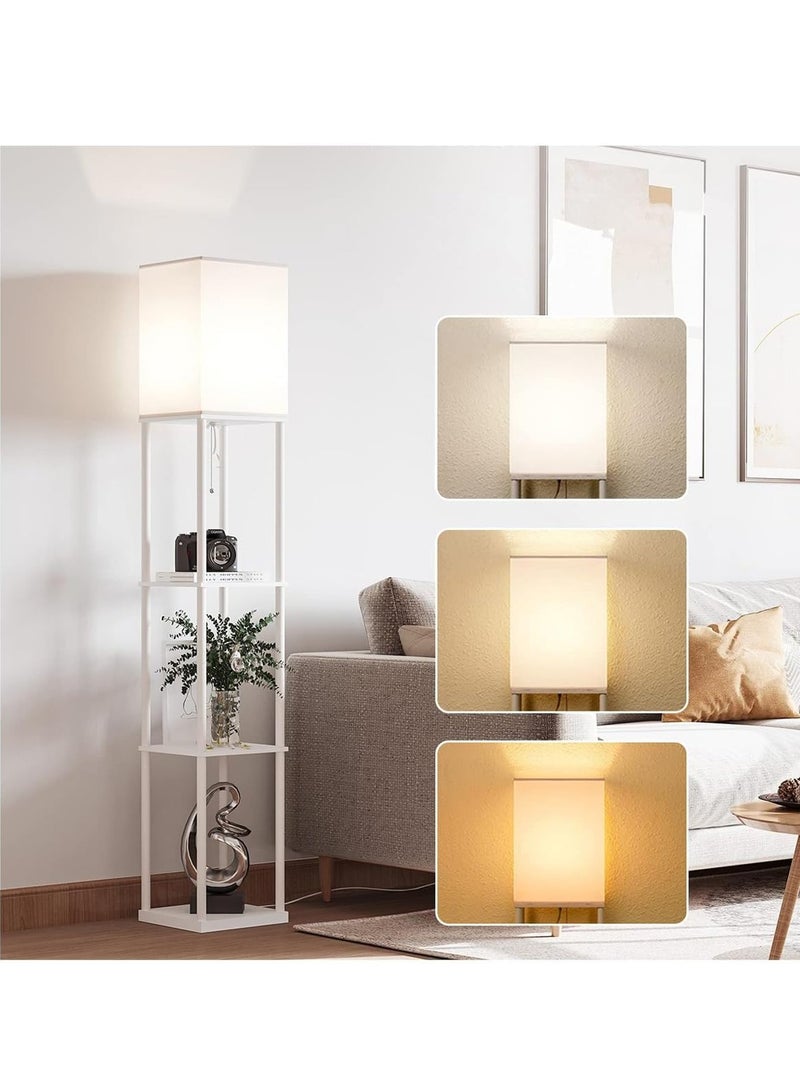 RATSAW Floor Lamp with Shelves Shelf Floor Lamp Floor Lamps for Living Room with White Wood Shelf Multicolor 63 inch  - Image 1