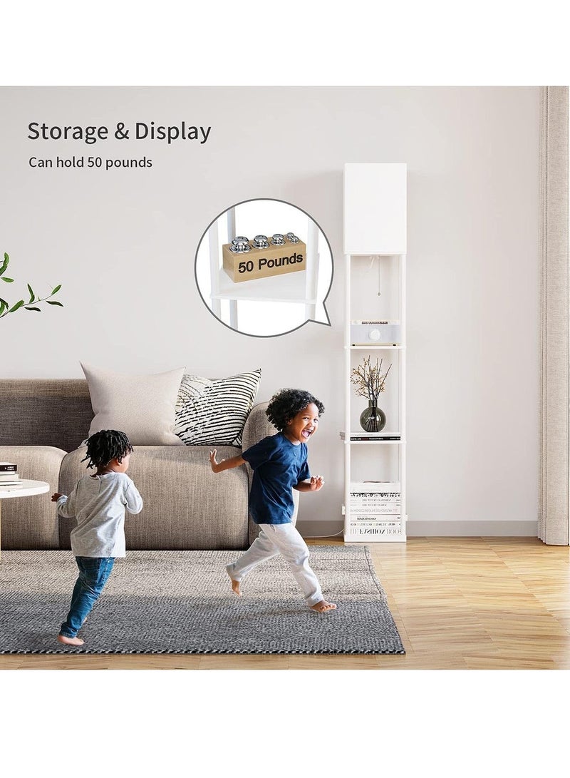 RATSAW Floor Lamp with Shelves Shelf Floor Lamp Floor Lamps for Living Room with White Wood Shelf Multicolor 63 inch  - Image 4