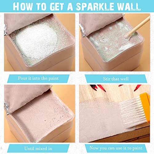 Kigeli 500g Glitter Paint Additive Silver Holographic Glitter Paint Additive Silver Holographic Metallic Sparkling Powder Mix with Acrylic for Interior Exterior Wall Ceiling Wood(White) - Image 3