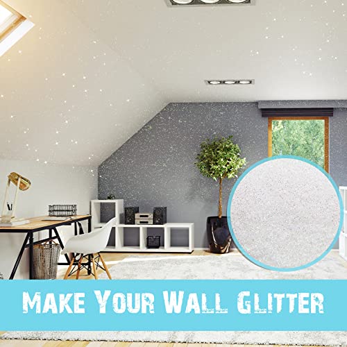 Kigeli 500g Glitter Paint Additive Silver Holographic Glitter Paint Additive Silver Holographic Metallic Sparkling Powder Mix with Acrylic for Interior Exterior Wall Ceiling Wood(White) - Image 2