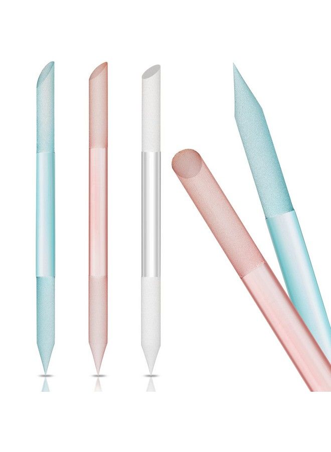 Mudder 3 Pieces Glass Cuticle Pusher Cuticle Remover Glass Nail File Dual Ended Manicure Pedicure Tools For Nails And Cuticles Care (Pink Blue Transparent) - Image 2