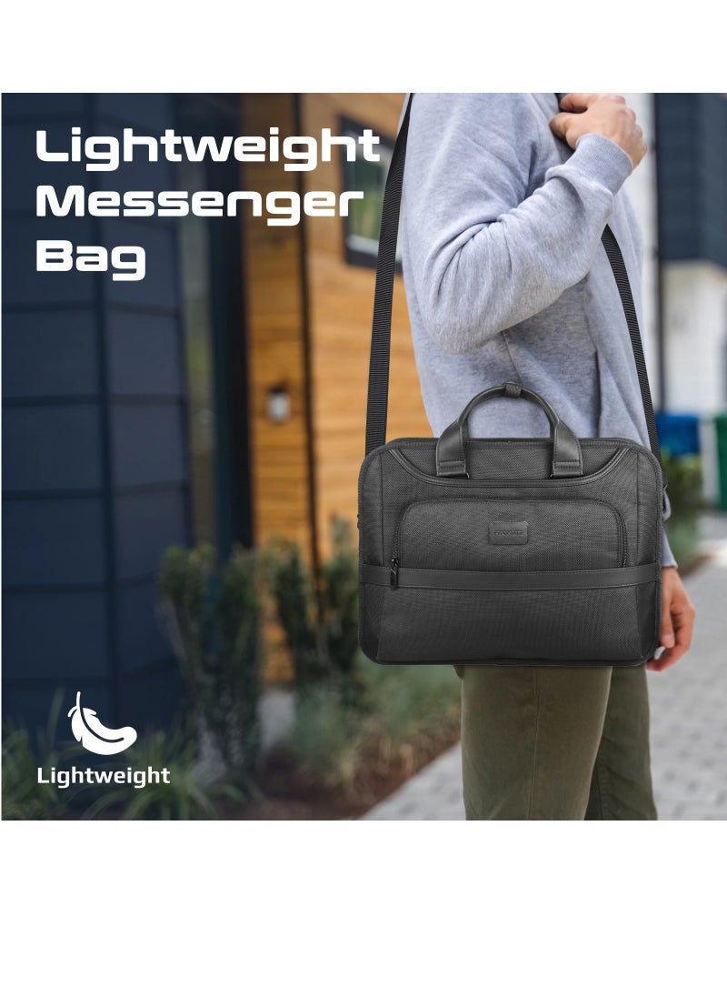 PROMATE Promate Messenger Bag, Lightweight 15.6-inch Laptop Bag with Multiple Compartments, Water-Repellent 1680D polyester Made, Luggage Belt, and Padded Handle, Paramount-MB  - Image 4