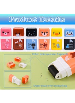 Generic 6 Pcs Pencil Erasers, Pencil Eraser Shaving Roller Case for Easy Pick Up and Removal, Animal Themed Lovely and Fun Party Favor and School Supplies for Kids, Back to school gift  - Image 3