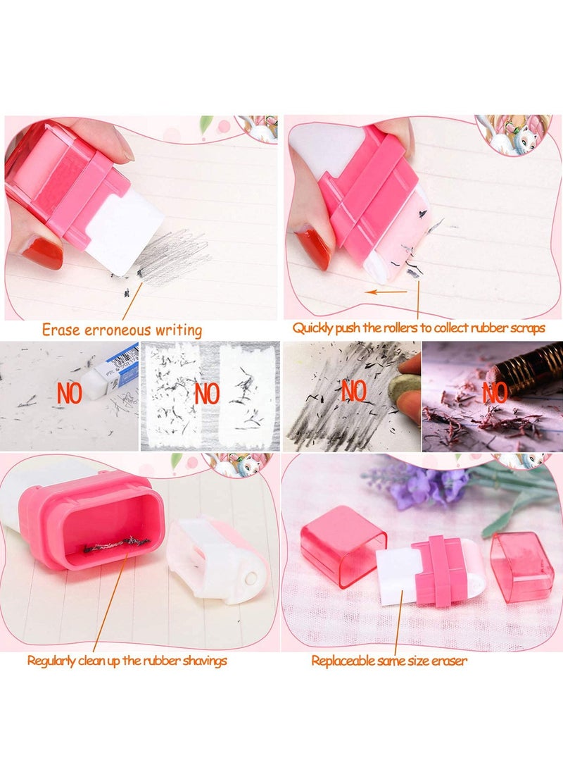 Generic 6 Pcs Pencil Erasers, Pencil Eraser Shaving Roller Case for Easy Pick Up and Removal, Animal Themed Lovely and Fun Party Favor and School Supplies for Kids, Back to school gift  - Image 4