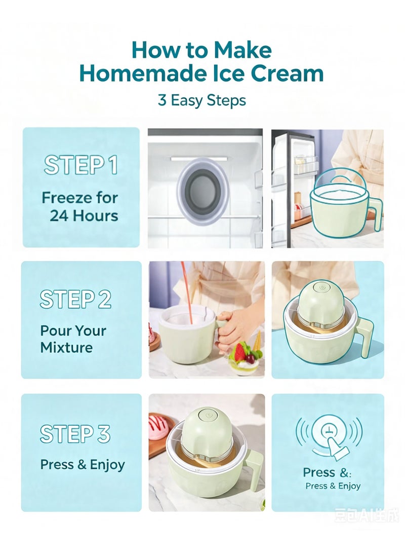 Nostalgia Rechargeable Homemade Ice‑Cream Maker 500ML, 2‑Speed Mode DIY Frozen Yogurt Sorbet Machine for Home Use - Image 3