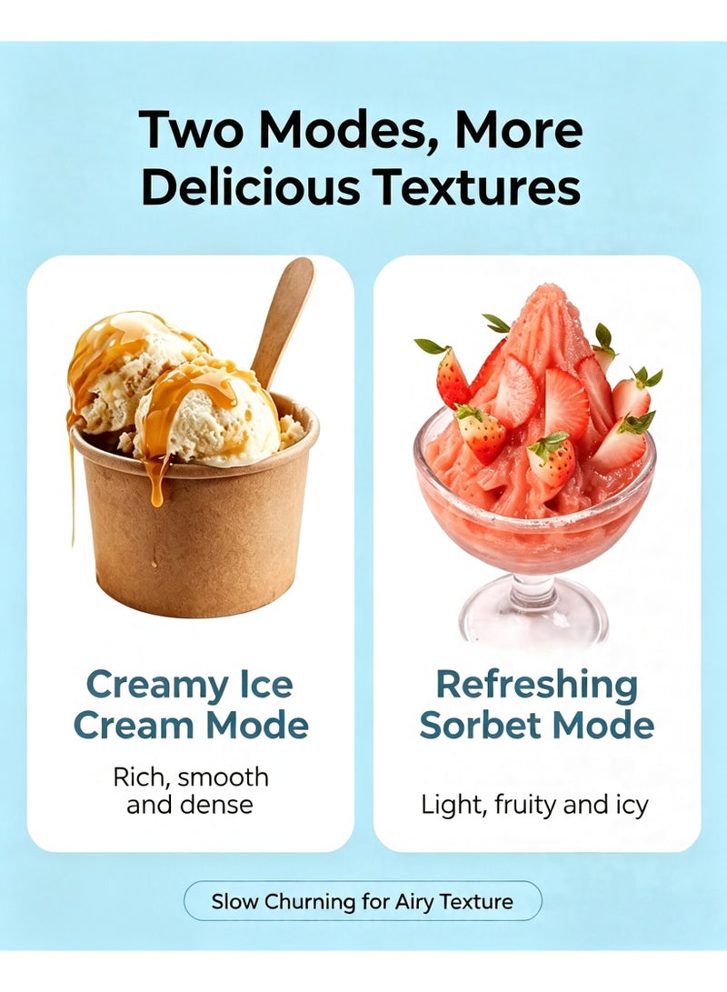Nostalgia Rechargeable Homemade Ice‑Cream Maker 500ML, 2‑Speed Mode DIY Frozen Yogurt Sorbet Machine for Home Use - Image 4