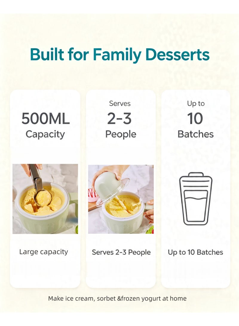 Nostalgia Rechargeable Homemade Ice‑Cream Maker 500ML, 2‑Speed Mode DIY Frozen Yogurt Sorbet Machine for Home Use - Image 5