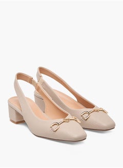 Celeste Women's Solid Slingback Shoes with Block Heels and Metal Accent  - Image 1