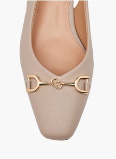 Celeste Women's Solid Slingback Shoes with Block Heels and Metal Accent  - Image 4