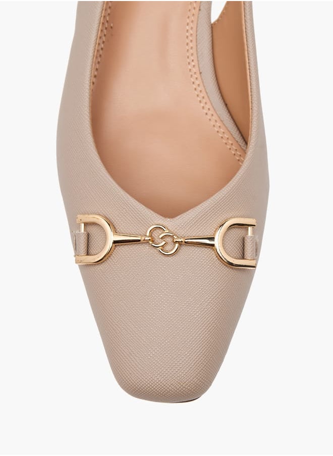 Celeste Women's Solid Slingback Shoes with Block Heels and Metal Accent  - Image 4