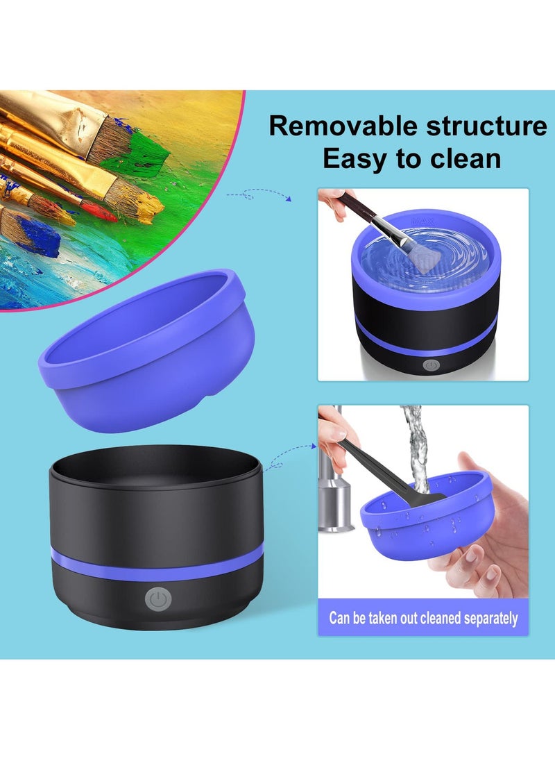 KASTWAVE KASTWAVE Electric Paint Brush Cleaner Rinse Cup, with Silica gel mat bowl Portable Rinse Cup, 3 mode Improvement Buttons Automatic Dryer Machine, for Watercolor, Oil, Gouache Painting (Blue)  - Image 5