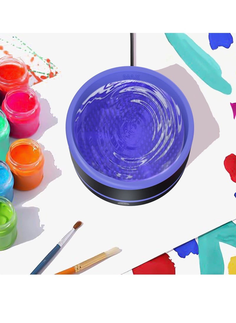KASTWAVE KASTWAVE Electric Paint Brush Cleaner Rinse Cup, with Silica gel mat bowl Portable Rinse Cup, 3 mode Improvement Buttons Automatic Dryer Machine, for Watercolor, Oil, Gouache Painting (Blue)  - Image 3