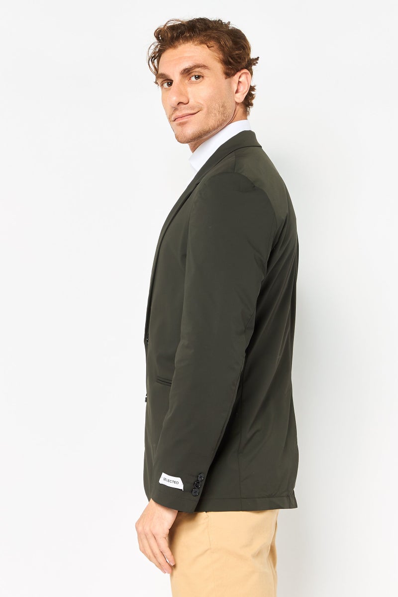 SELECTED Men Regular Fit Solid Formal Blazer, Dark Olive - Image 4