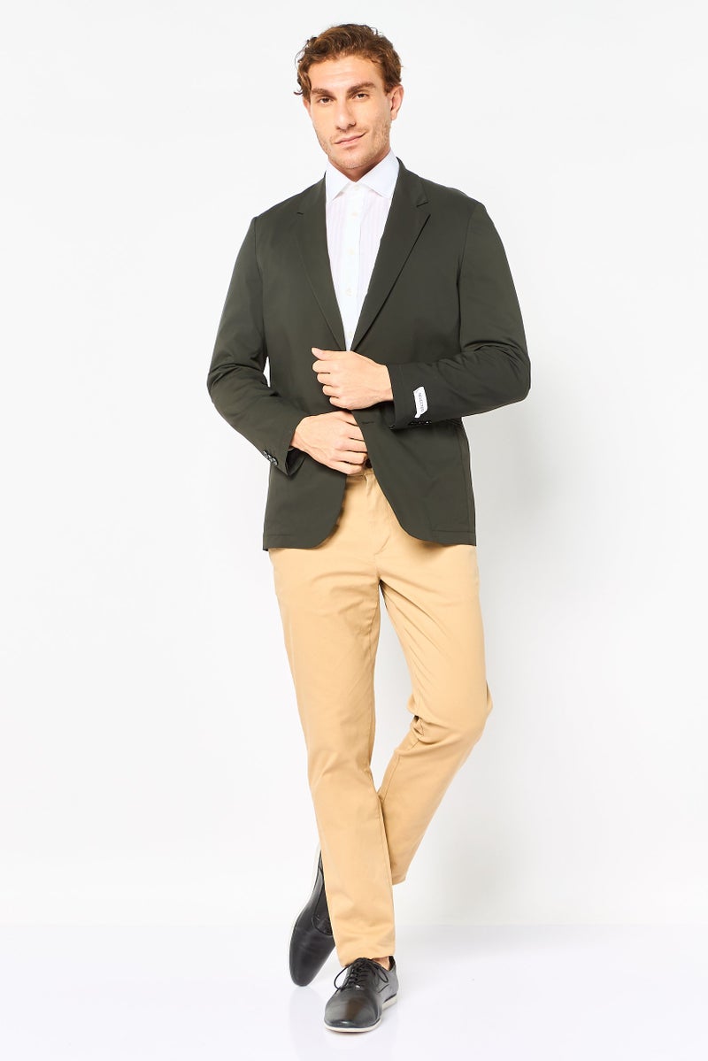 SELECTED Men Regular Fit Solid Formal Blazer, Dark Olive - Image 2