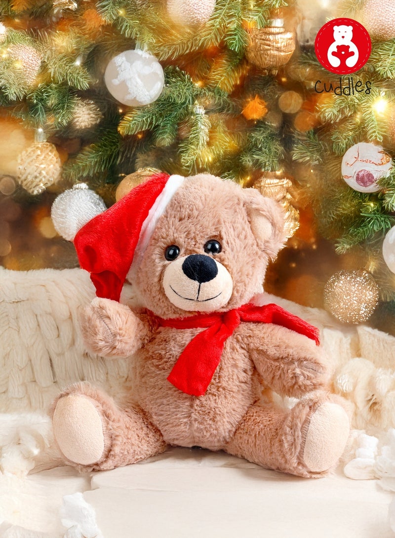 Cuddles Collectible Beige Bear with Red Scarf, 37cm (Gift plush toys for Boys and Girls) - Image 1