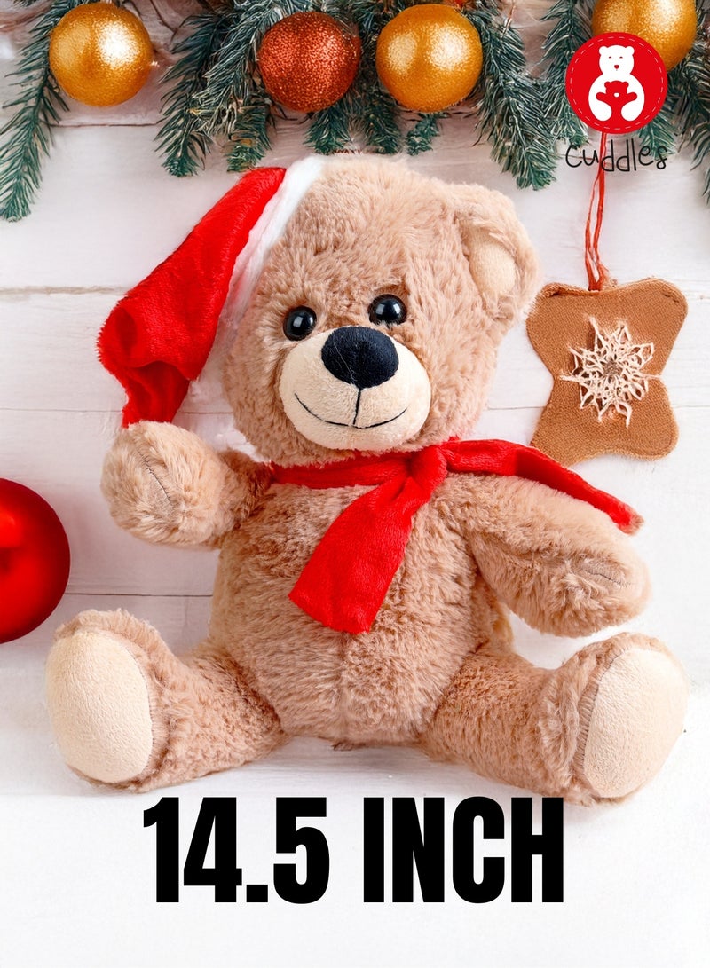 Cuddles Collectible Beige Bear with Red Scarf, 37cm (Gift plush toys for Boys and Girls) - Image 2