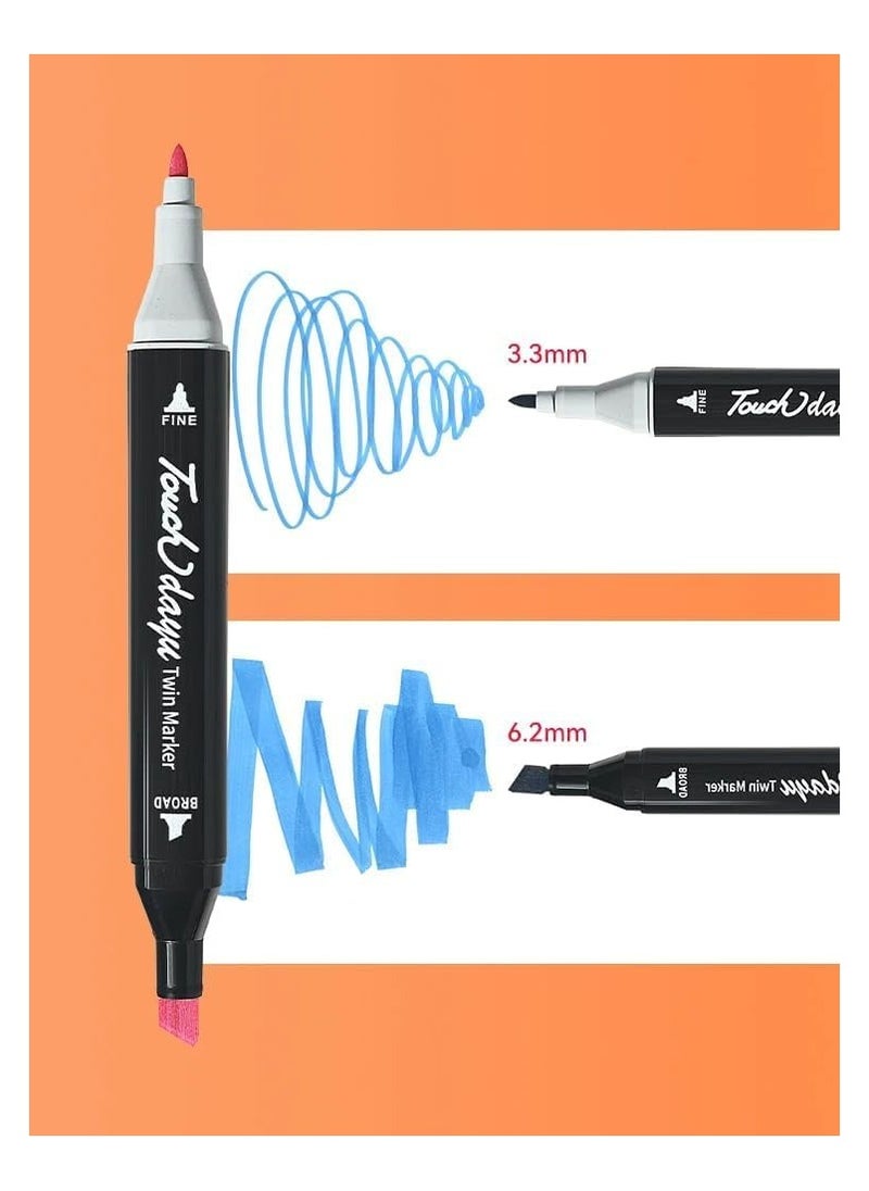 Generic 24 Pcs Art Marker Pen Set Dual Tips Blender Drawing Permanent Sketch Kids Adult Coloring Based Markers Artist Supplies For Coloring Pens Projects Marker Tip Sketching Paint With Carry  - Image 2