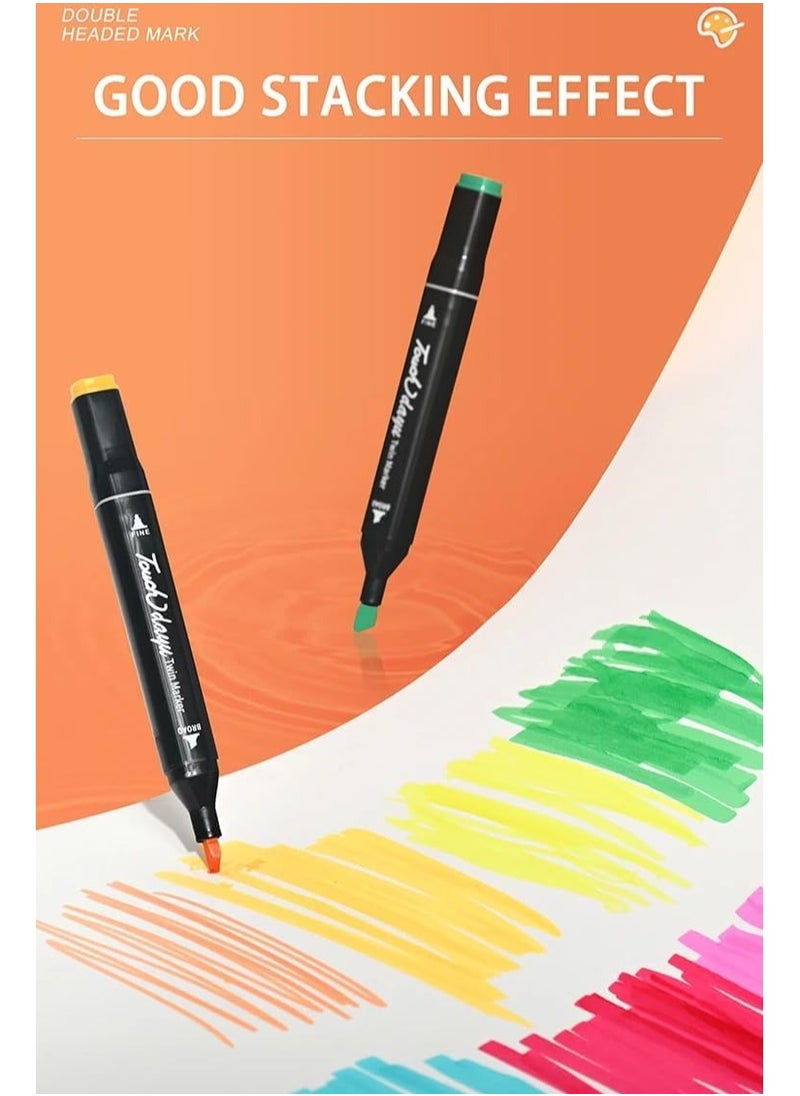 Generic 24 Pcs Art Marker Pen Set Dual Tips Blender Drawing Permanent Sketch Kids Adult Coloring Based Markers Artist Supplies For Coloring Pens Projects Marker Tip Sketching Paint With Carry  - Image 3