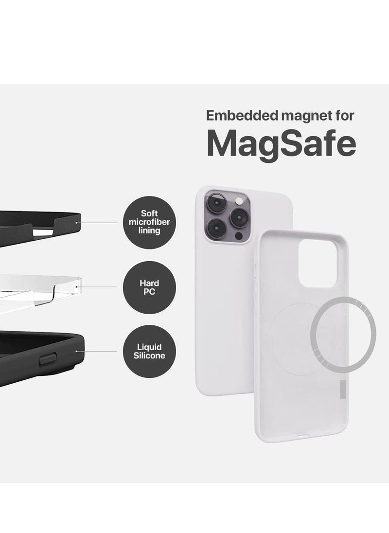 iPhone 14 Pro Case with Magsafe with Scratch-Resistant Thin and Slim Classic Shockproof Protection (White)