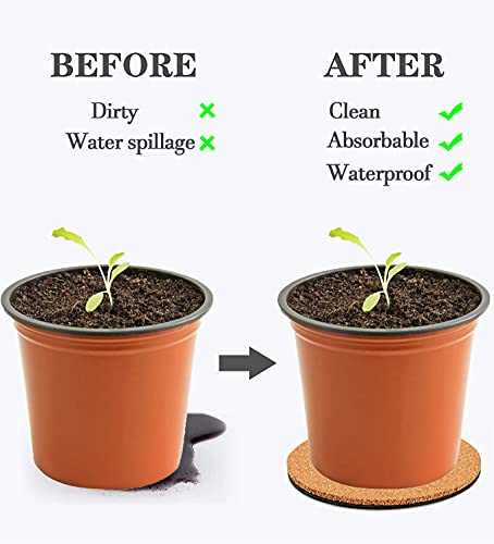 Venyat 10 Pieces 3 Sizes Cork Plant Coasters, 4/6/8 Inch Cork Plant Mats, Cork Coaster for Planters, Plant Coasters for House Plants Indoors (Nude & Black) - Image 4