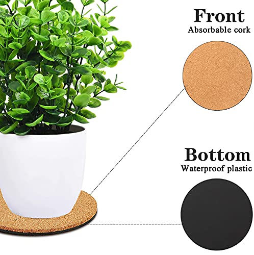 Venyat 10 Pieces 3 Sizes Cork Plant Coasters, 4/6/8 Inch Cork Plant Mats, Cork Coaster for Planters, Plant Coasters for House Plants Indoors (Nude & Black) - Image 3