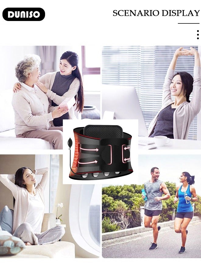 DUNISO Self-Heating Back Brace for Lower Back Pain Relief Lumbar Traction Back Support Belt with Heating Pad Magnetic Waist Strap Portable Breathable Self Heating Support Belt for Men and Women - Image 5