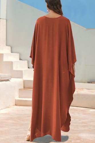 YouKD Women's Solid Color Bohemian Kaftan Dress Beach Cover Ups Plus Size Bathrobes One Size - Image 3