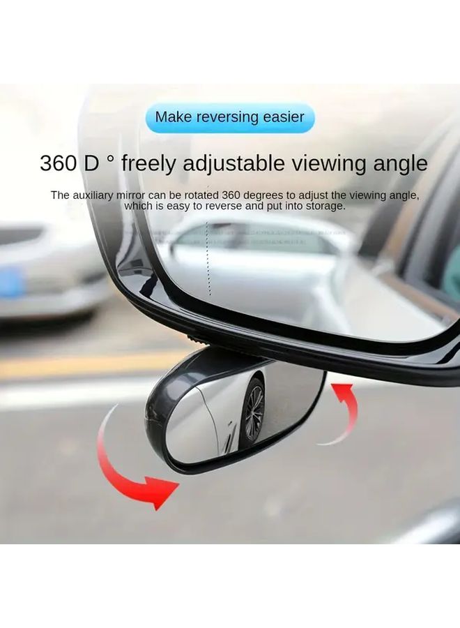 360 Degree Rotating HD Oval Blind Spot Mirror Black Left Side Installation For All Vehicles Durable Car Safety Accessory - Image 3