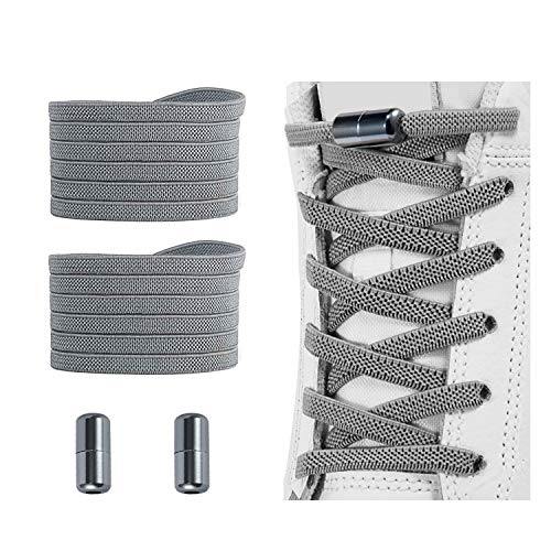 Alegrianan No Tie Shoelaces, Elastic Shoelaces for Adults/Kids，Elastic No Tie Shoe Laces Grey - Image 1