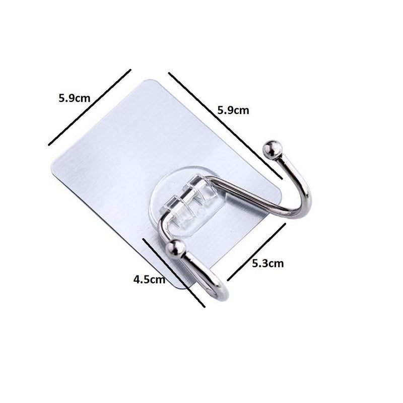 ZIVIK 4Pcs Stainless Steel Wall Hangers Bath Towel Double Hook Self Adhesive Hooks Stick On Wall Hanging Door Clothes Holder Utility Hanging Hooks Storage Transparent 4 Double Hook - Image 4