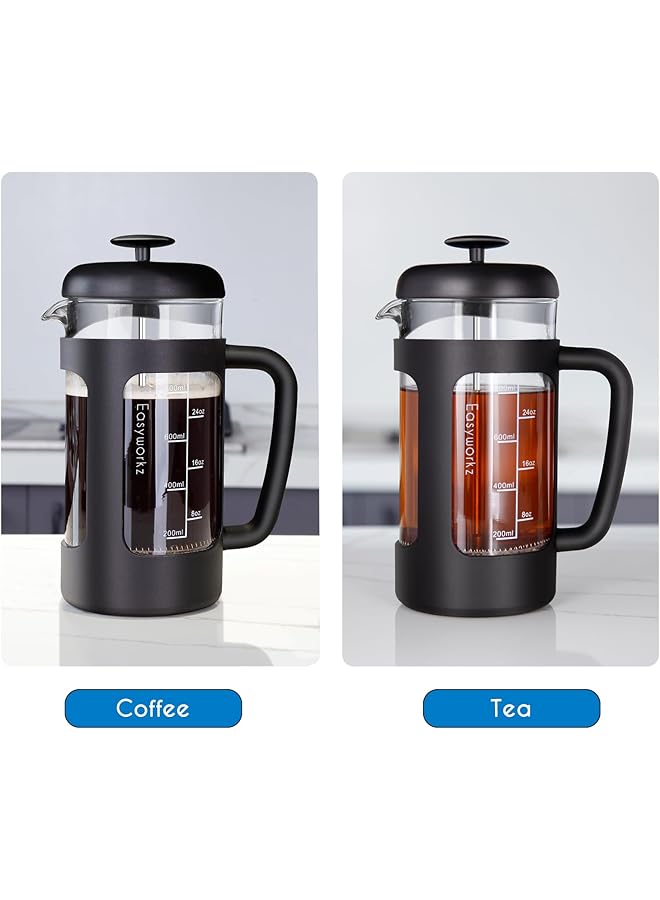 erorex French Press 1000Ml Coffee Tea Maker With Borosilicate Glass Non Slip Soft Grip Handle  - Image 4