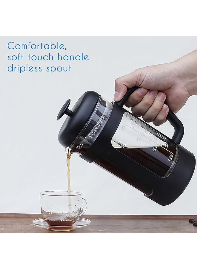 erorex French Press 1000Ml Coffee Tea Maker With Borosilicate Glass Non Slip Soft Grip Handle  - Image 5