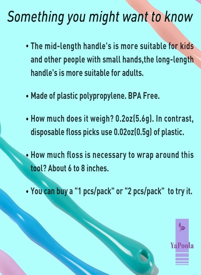 YaPoola Design Reusable NO-Waste Dental Floss Handle 2 Counts for Adults and Kids Teeth Cleaning Interdental Brush Unflavored Floss Picks Colorful floas Holder Flosser - Image 3