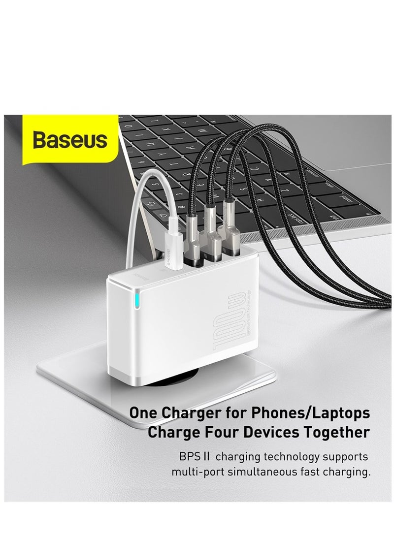 بيسوس شاحن USB C بقوة 100 وات، مزود طاقة PD PPS بأربعة منافذ، شاحن سريع مع GaN، محول شحن لأجهزة MacBook Pro/Air، iPhone 15/14/13/12، iPad Pro، Galaxy S23، الكمبيوتر المحمول، Steam Deck، Apple Watch وما إلى ذلك - Image 3