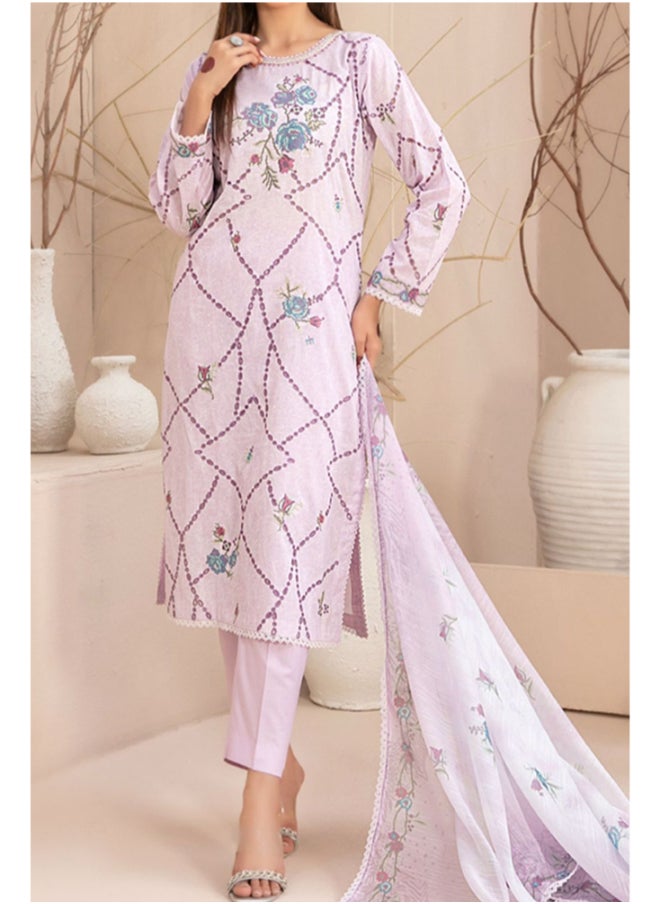 TAWAKKAL FABRICS Set of 3 Pieces Kurti with Bottom and Dupatta - Rose  - Image 4