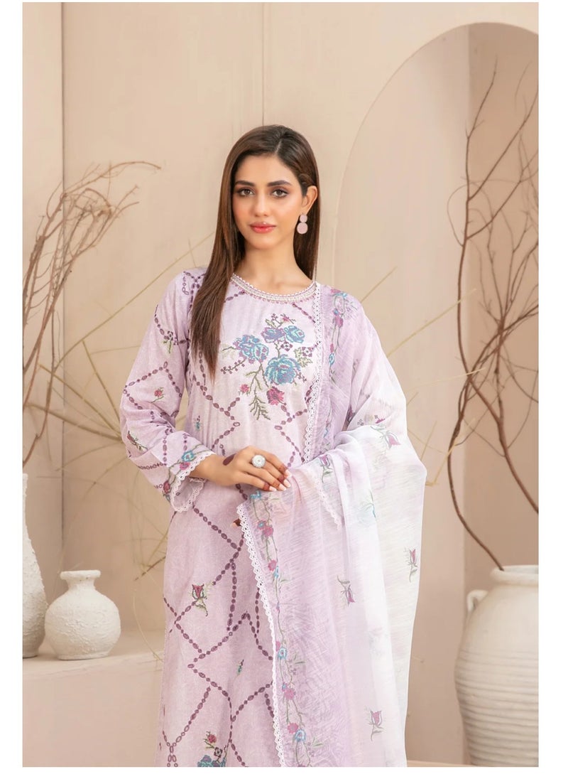 TAWAKKAL FABRICS Set of 3 Pieces Kurti with Bottom and Dupatta - Rose  - Image 5