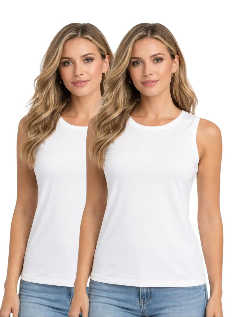 Karma Pack of 2 Wide Cut Tank Top Viscose Cotton Body Wear - Image 1