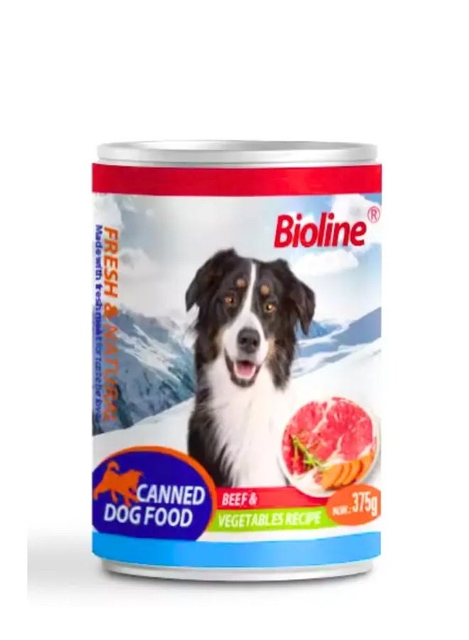 Bioline Canned Dog Food With Beef And Vegetables - 375G