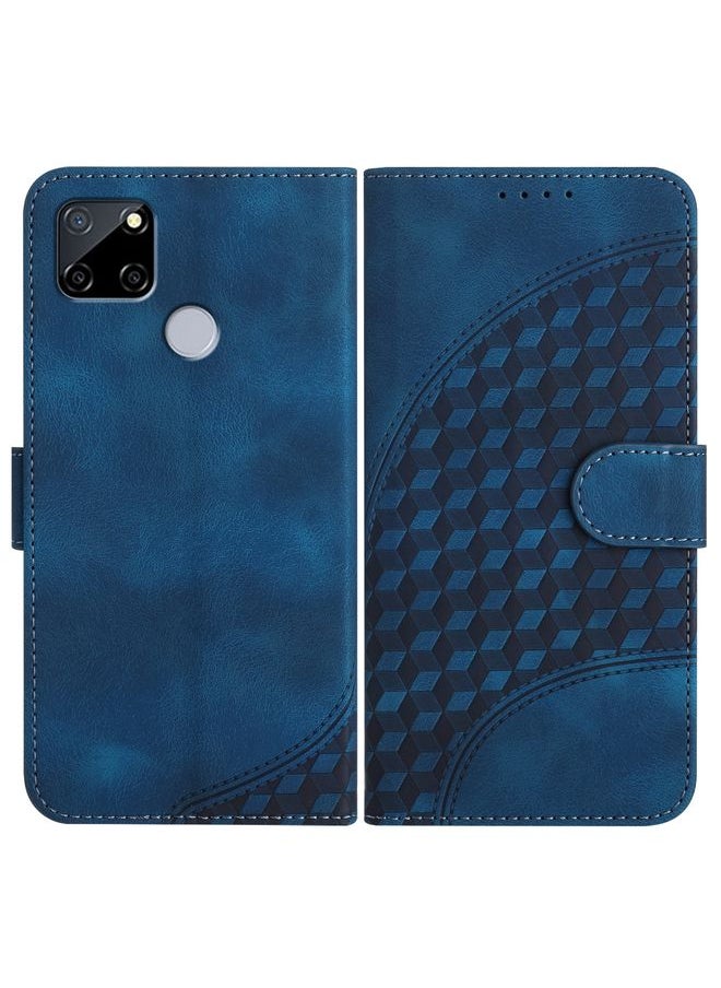 HuHa Case Cover For Realme C12/C15/C25/C25s/7i Global/Narzo 20 YX0060 Elephant Head Embossed Phone Leather Case with Lanyard Royal Blue 