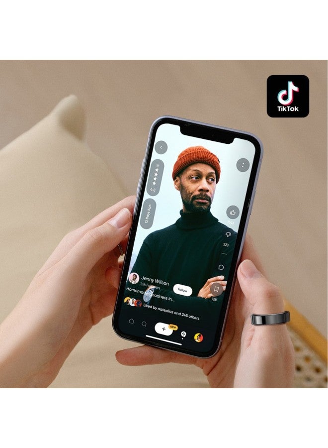 RS09 Smart Ring Bracelet Multifunctional Technology For Men And Women Waterproof Sleep Monitoring Heart Rate Gesture Photo Brush Shake-Color:Bright Black No. 8 (inner Diameter 18.2mm) - Image 5