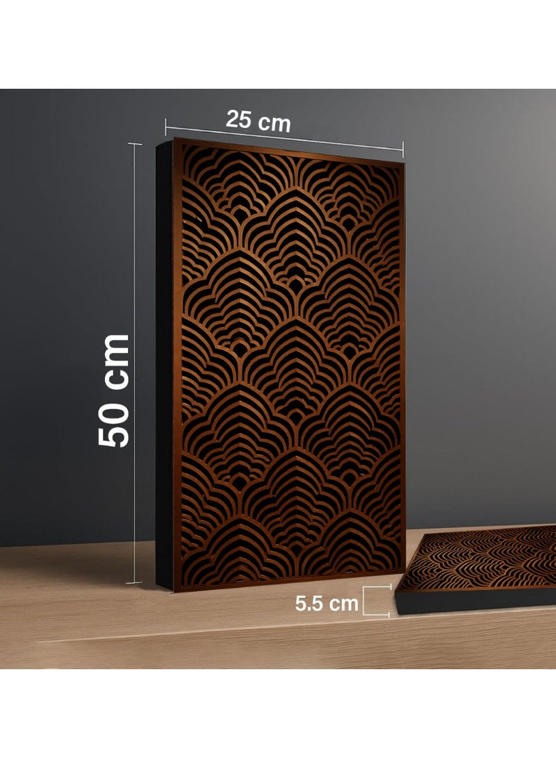 Acoustic Motion Acoustic diffuser panels 25x50x5.5 cm CALMWAVE design with Self-Adhesive,Sound Proof,Diffusion Panels for Home,Studio,Office,Wall art Foam+wood Boards For Acoustic Room Treatment,Brown,4 pieces - Image 2